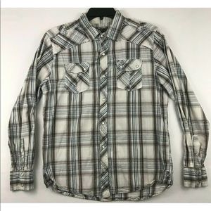 BKE Buckle Pearl Snap Slim Fit Mens Shirt XL